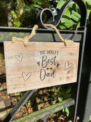 The Worlds Best Dad Logo Wooden Garden Sign Hanging Plaque Notice Gift Love Fat7