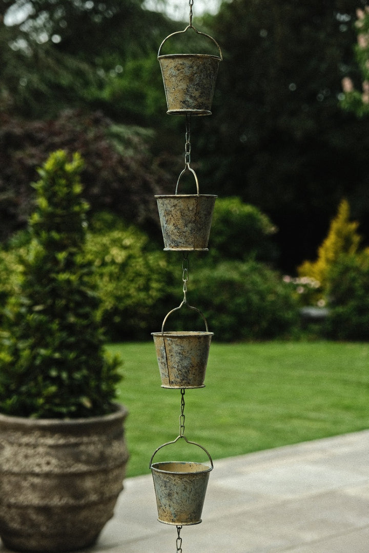Bucket Rain Chain Hanging Garden Outdoor Nature Ornament Water Decoration13