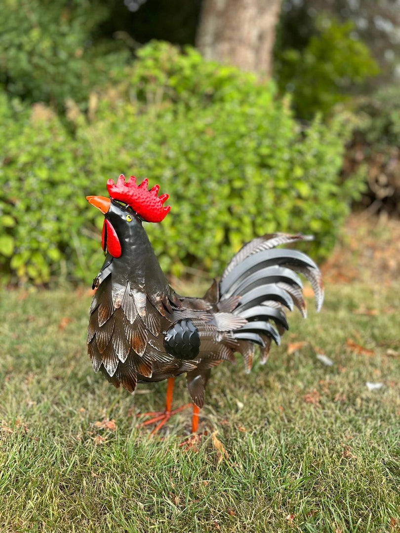 Decorative Dark Brown Metal Cockerel Rooster Garden Outdoor Lawn Ornament Decor7