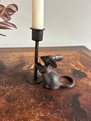 Pair of Cast Iron Mouse Candlestick Holders Mice Candle Sticks Rustic Decor Gift7