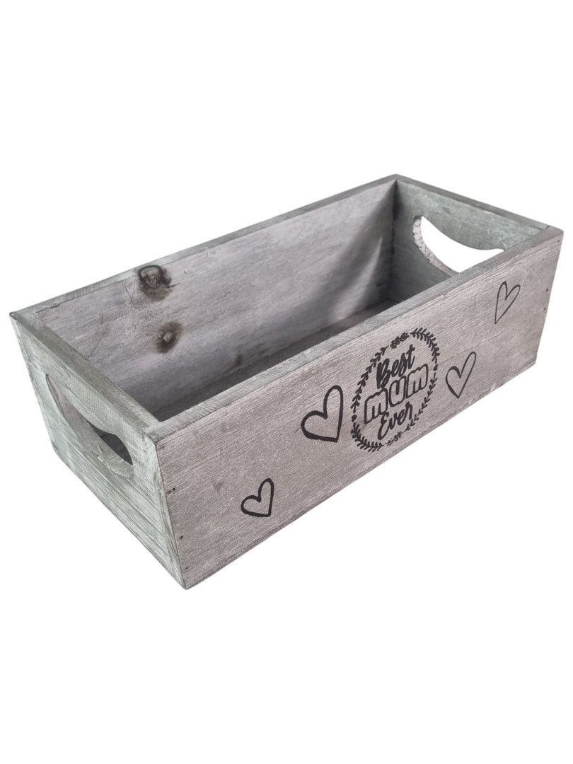 Best Mum Ever Double Sided Hamper Grey Gift Box Storage Wood Crate 2 Sizes22