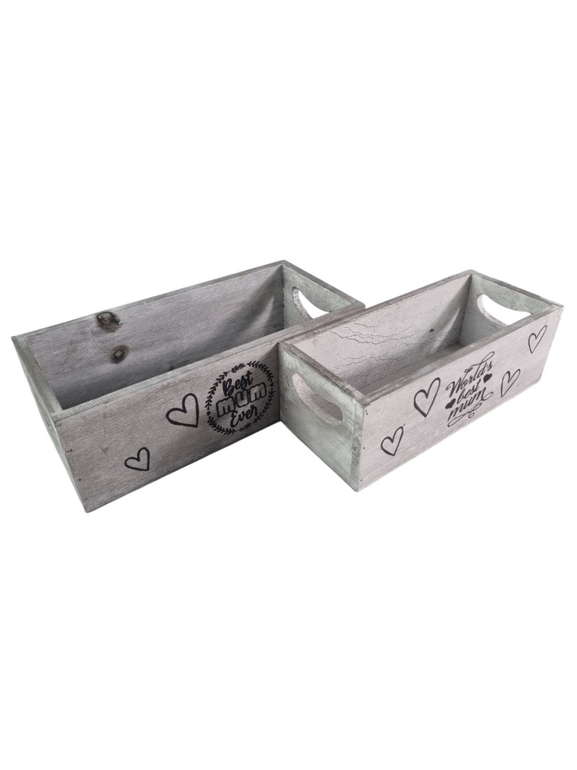Best Mum Ever Double Sided Hamper Grey Gift Box Storage Wood Crate 2 Sizes18