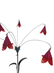 Pink Metal Bell Flower Stake Verdigris Stem Garden Ornament Decor Gift Floral8