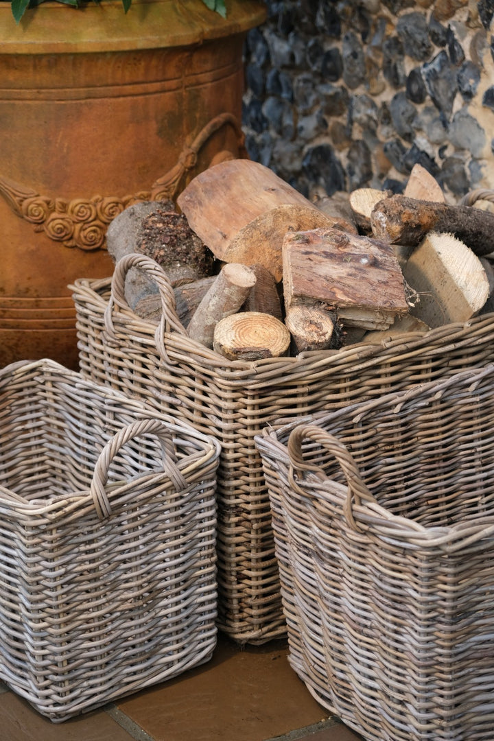 NEW Rectangular Kubu Wicker Rattan Log Storage Handmade Basket Large Heavy Duty10
