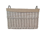 NEW Rectangular Driftwood wash Wicker Log Storage Basket with Hessian Liner15
