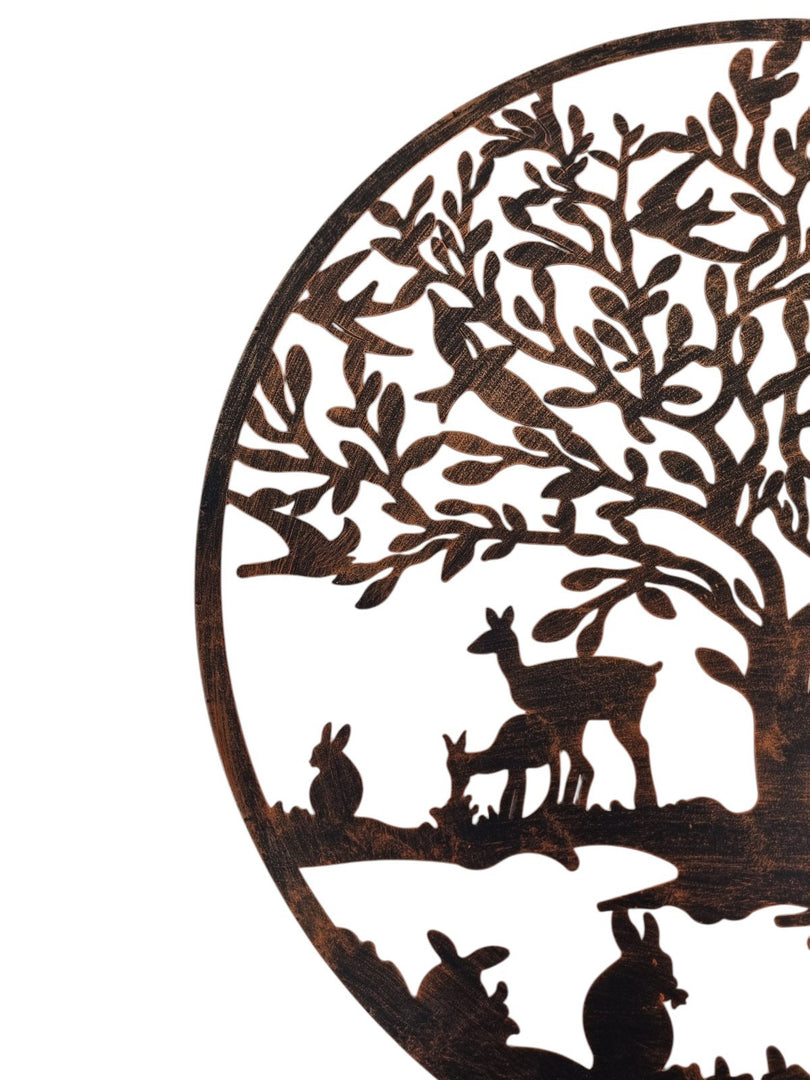 Bronze Woodland Tree Of Life Metal Garden Outdoor Wall Art Plaque 40cm Diameter2