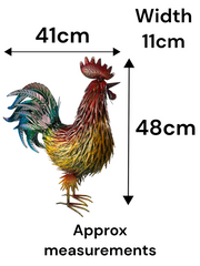 Rustic Metal Rooster Garden Ornament Bright Outdoor Yard Farmhouse Decor1