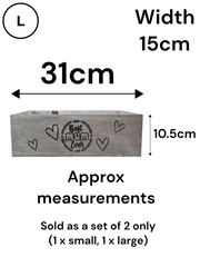 Best Mum Ever Double Sided Hamper Grey Gift Box Storage Wood Crate 2 Sizes2