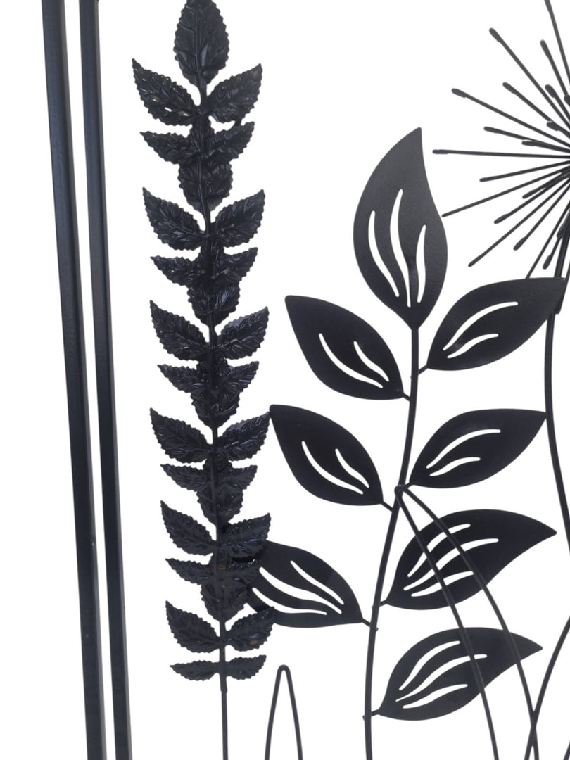Black Metal Floral Wall Art Square Botanical Flower Leaf Hanging Home Decor Gift6