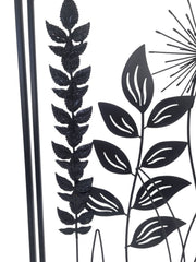 Black Metal Floral Wall Art Square Botanical Flower Leaf Hanging Home Decor Gift6