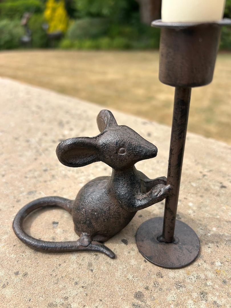 Pair of Cast Iron Mouse Candlestick Holders Mice Candle Sticks Rustic Decor Gift6