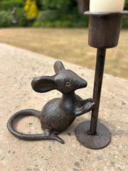 Pair of Cast Iron Mouse Candlestick Holders Mice Candle Sticks Rustic Decor Gift6