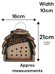 Small Wooden Insect Hotel Home Hanging Bug House with Bark Roof Garden Shelter1