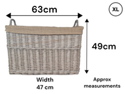 NEW Rectangular Driftwood wash Wicker Log Storage Basket with Hessian Liner1