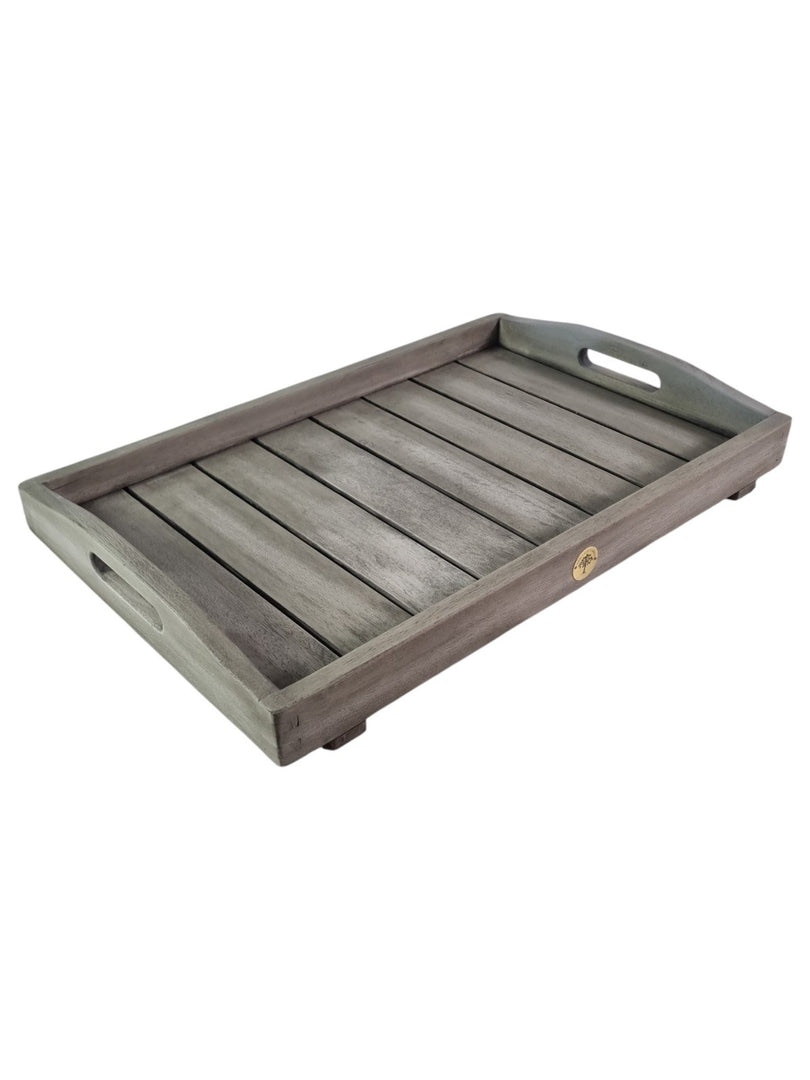 Classic Grey Wooden Garden Butler's Tea Tray Table Eucalyptus Indoor Outdoor6