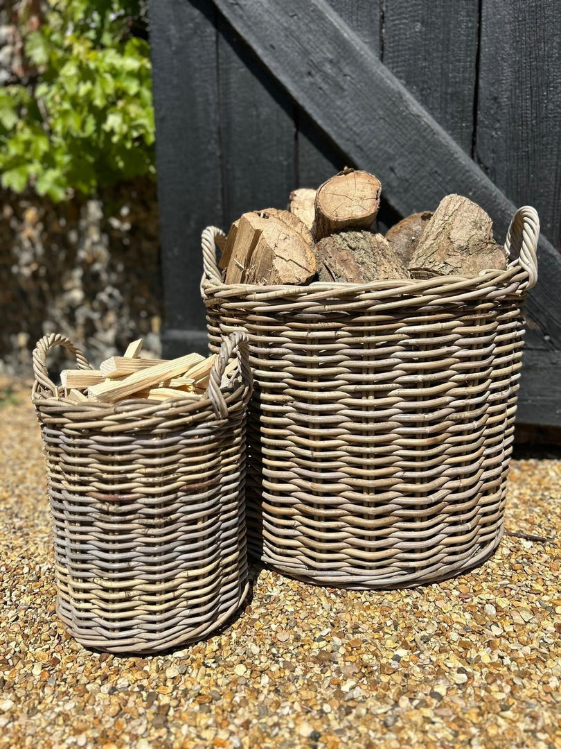 NEW Round Kubu Wicker Rattan Log Storage Handmade Traditional Fireside Basket11