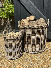 NEW Round Kubu Wicker Rattan Log Storage Handmade Traditional Fireside Basket11