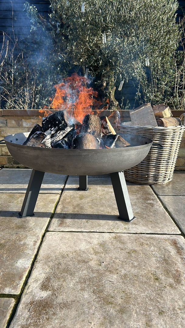 Large Garden Fire Pit Outdoor Patio Camping Cast Iron Bowl Log Burner Heater10