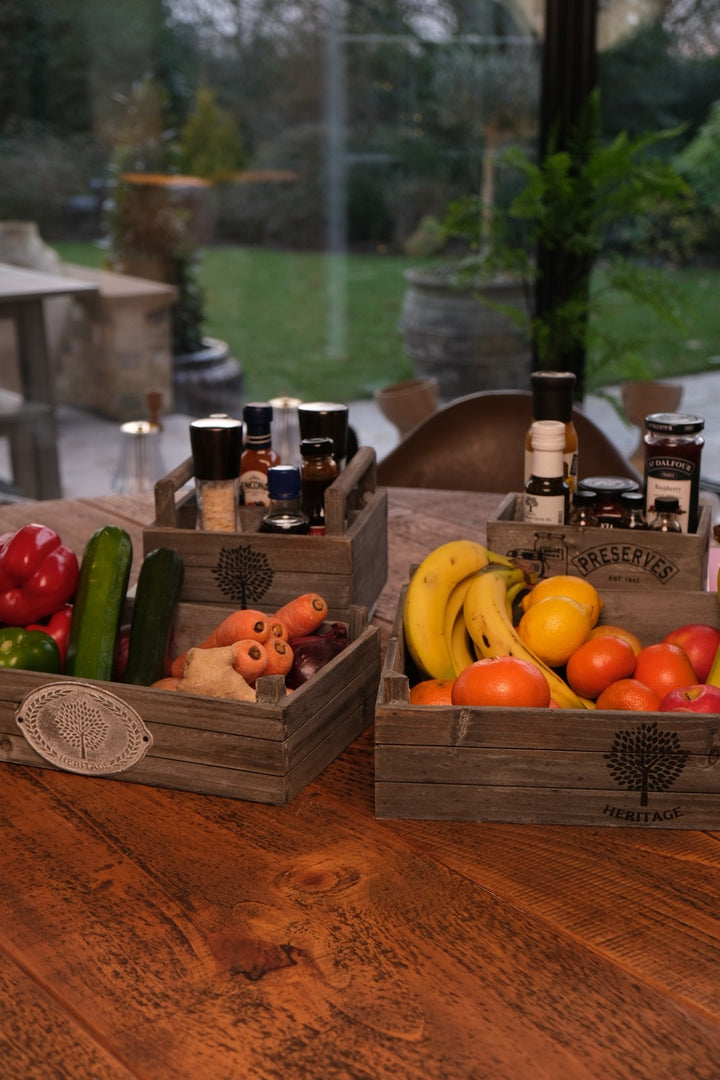 Heritage Set of 3 Wooden Nesting Storage Crates Rustic Grey Vintage Style Box17