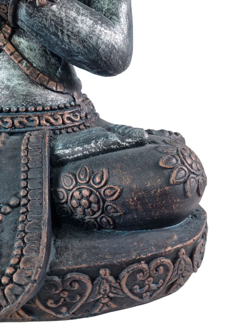 Extra Large Blue Bronze Silver Cross Leg Praying Buddha Garden Decor Decoration11