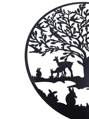Black Woodland Tree Of Life Metal Garden Outdoor Wall Art Plaque 40cm Diameter3