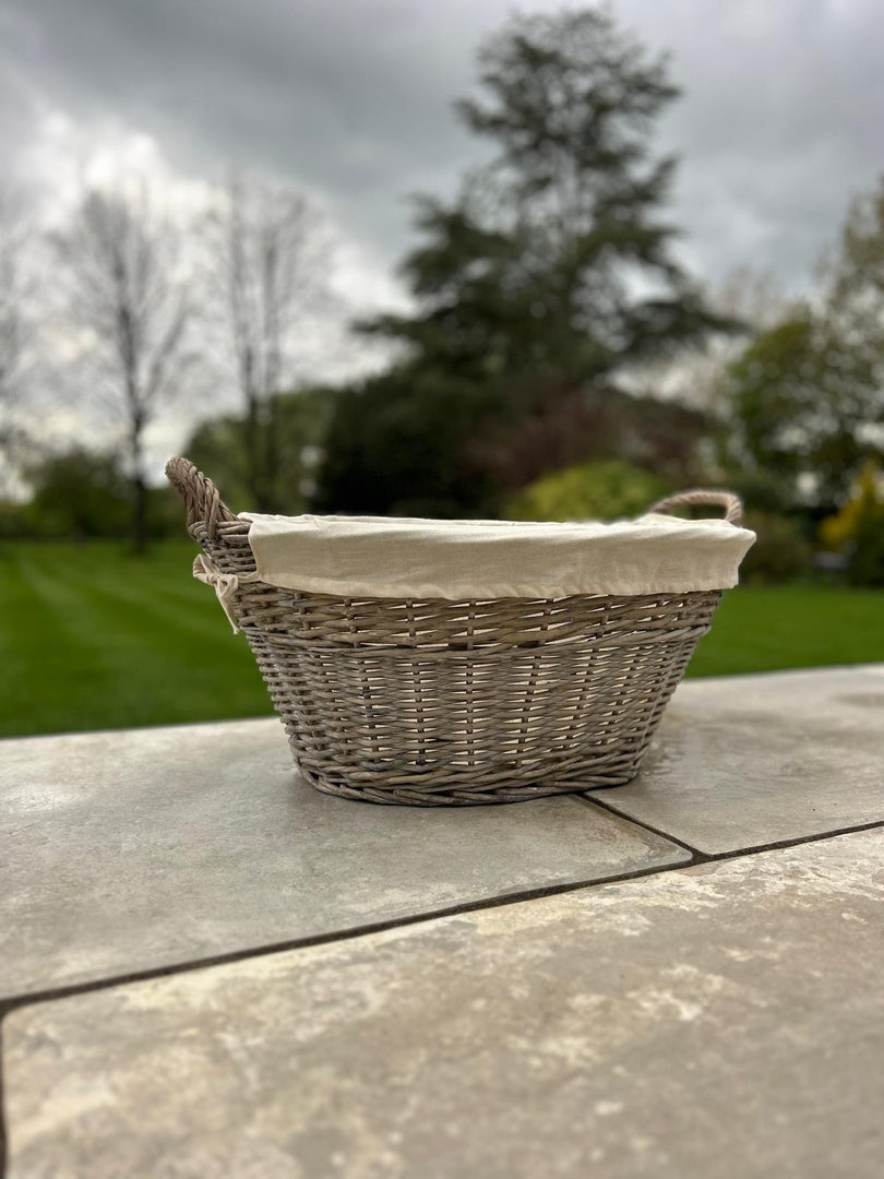 Natural Collection Laundry Lined Wicker Laundry Plain Liner Basket With Handles15