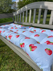 Summer Strawberry Blue Bench Seat Pad Cushion Garden Outdoor 110cm x 50cm8