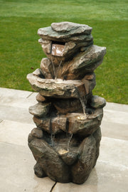 Rock Pool Water Feature Slate Effect Garden Light Up LED Outdoor Decor Gift3