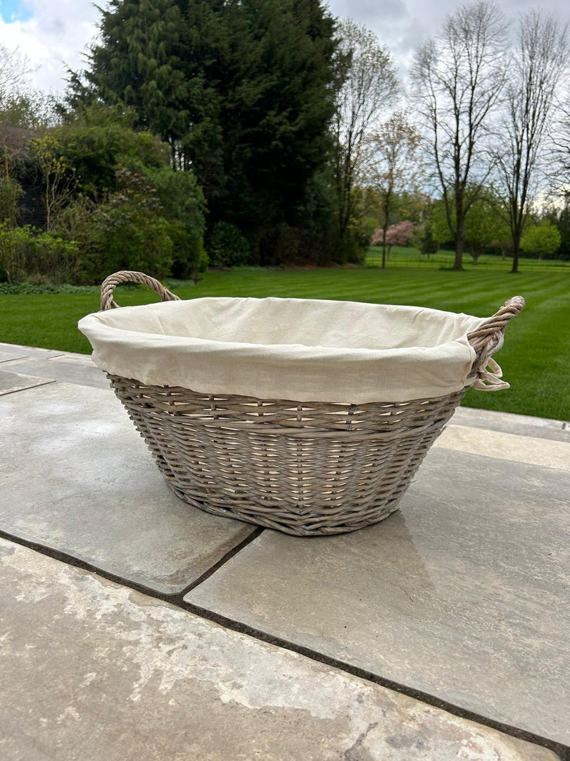 Natural Collection Laundry Lined Wicker Laundry Plain Liner Basket With Handles13