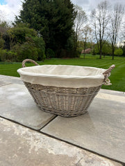 Natural Collection Laundry Lined Wicker Laundry Plain Liner Basket With Handles13