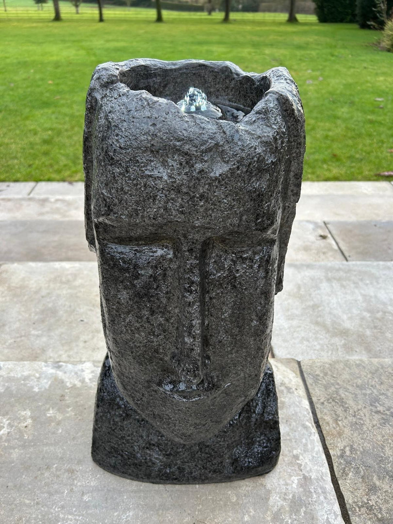 Easter Island Head Water Feature With Light Garden Gift Outdoor Decor Decoration6