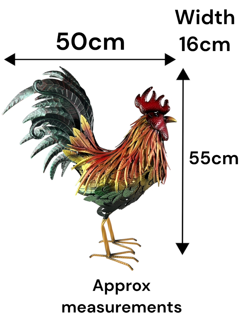 Decorative Metallic Cockerel Rooster Garden Statue Outdoor Lawn Ornament Metal1