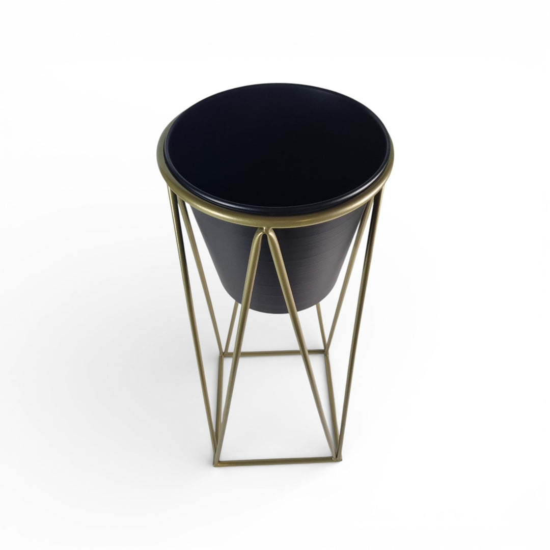 Black Plant Pot Stand Gold Frame Home Garden Decor Gift Set Of 2 Sizes Flower22