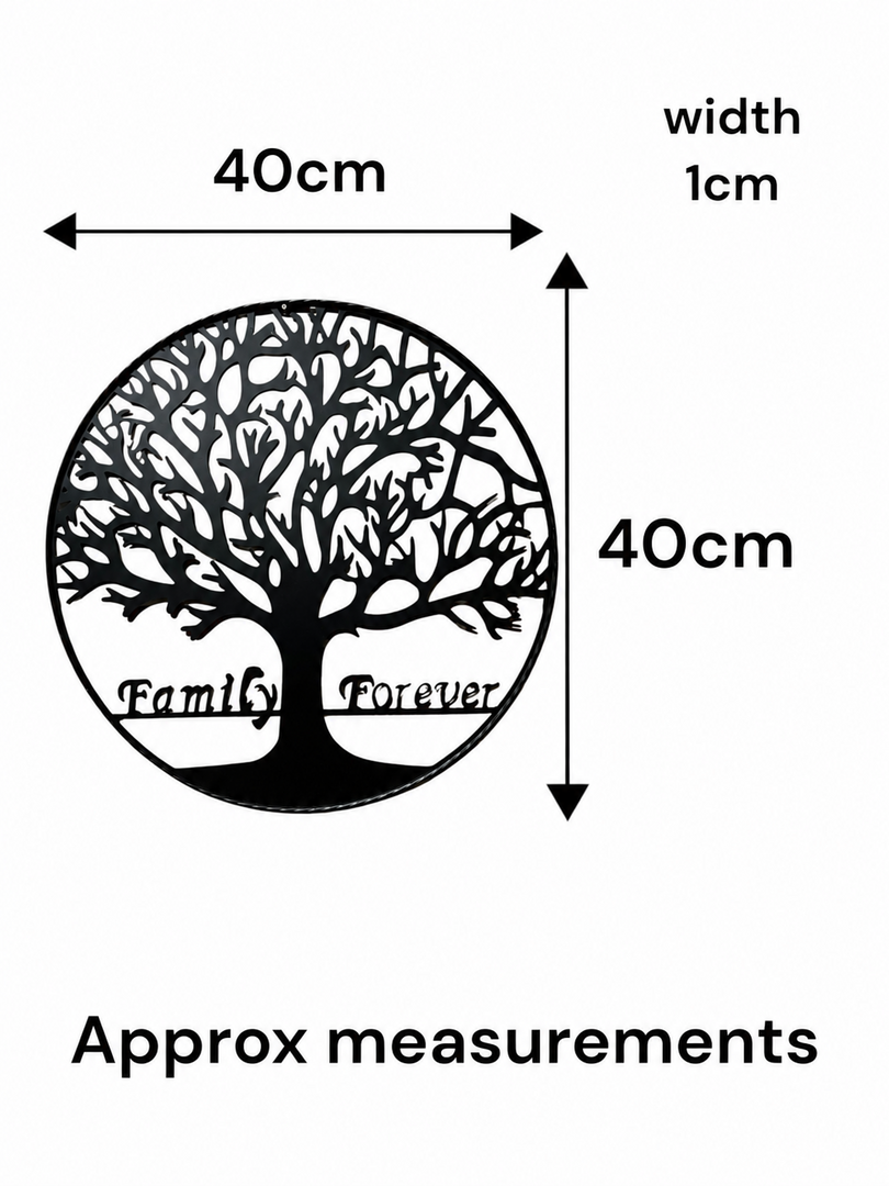 40cm Wall Art Black Tree of Life 'Family Forever' Garden Home Decoration Gift1