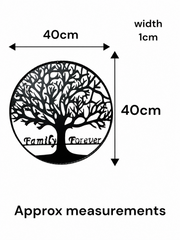 40cm Wall Art Black Tree of Life 'Family Forever' Garden Home Decoration Gift1