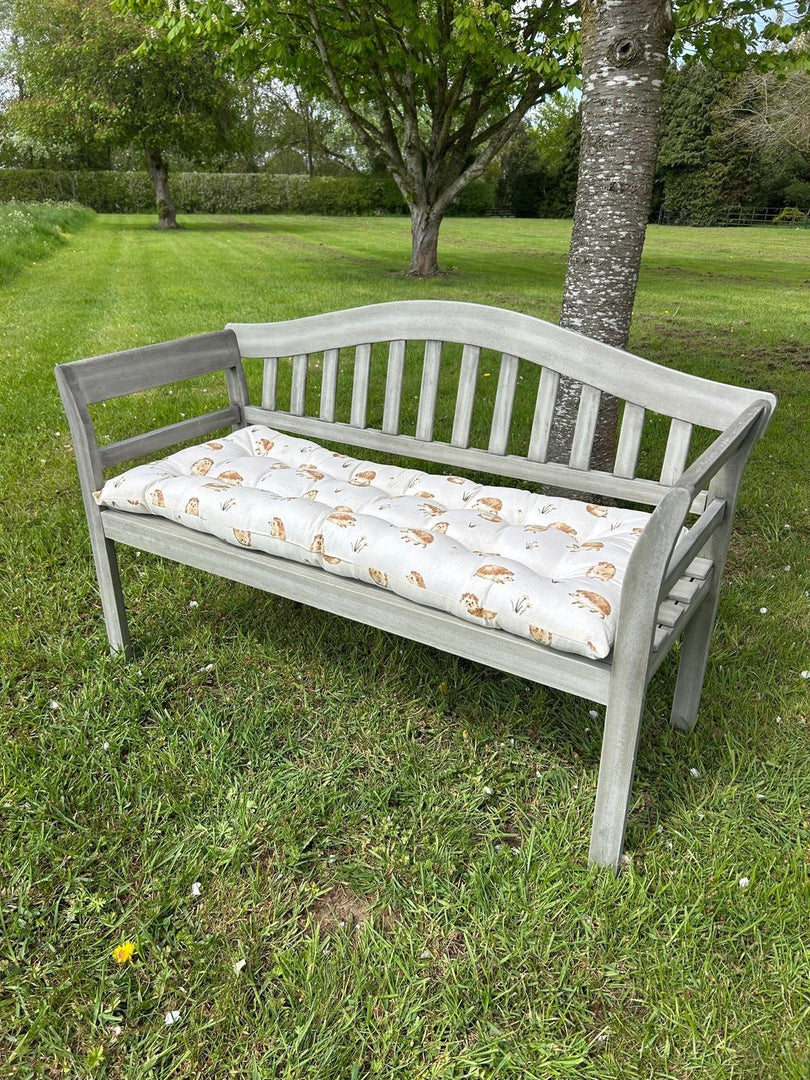 Happy Hedgehog Bench Seat Pad Grey Cushion Outdoor Garden Decor 110cm x 50cm6