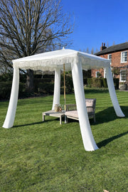 Antique White Gazebo Marquee Canopy Fringe Outdoor Garden Beach Cabana Style UK0