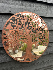 50cm Mirrored Bronze Wall Art Birds In Tree Mirror Garden Home Gift Nature Decor0