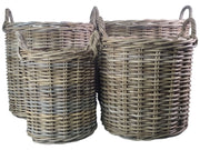 NEW Round Kubu Wicker Rattan Log Storage Handmade Traditional Fireside Basket12