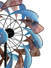 XL Bronze & Blue Leaf Colourful Spinner Garden Decorative Spinning Stake Sensory13