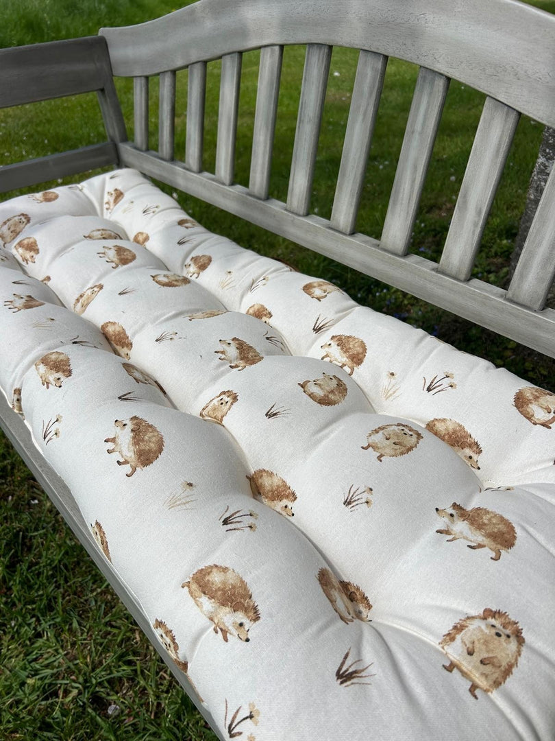 Happy Hedgehog Bench Seat Pad Grey Cushion Outdoor Garden Decor 110cm x 50cm3