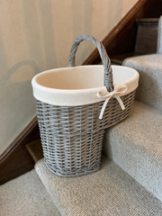 Natural Collection Wicker Stair Basket with Plain Liner Home Stairs Storage Tidy6