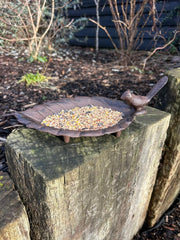 Cast Iron Leaf Bird Feeder Dish Seed Bowl Garden Gift Ornament Decoration Feed9