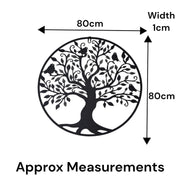 Large Black Tree & Birds Metal Garden Outdoor Wall Art  Plaque 80cm Diameter1