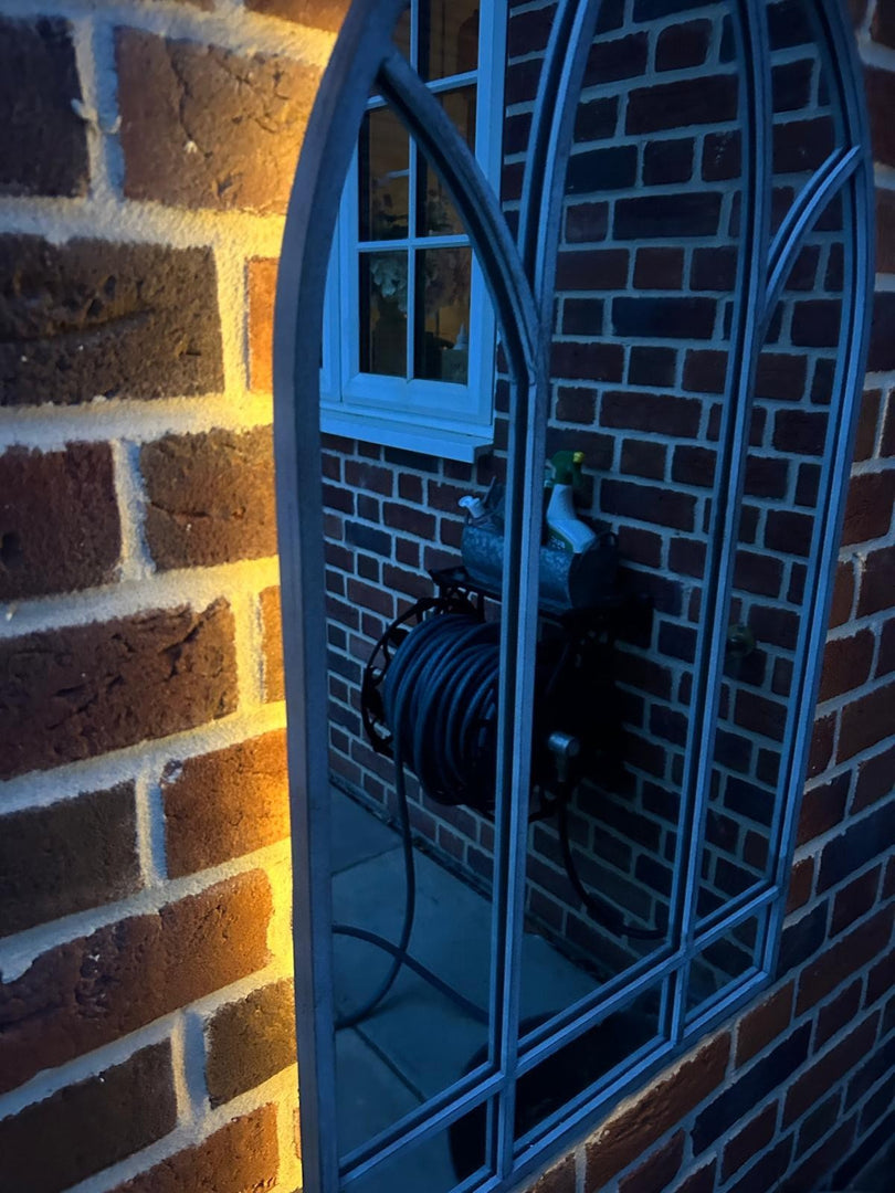 Dorchester XL Solar Powered Gothic Arch Garden Mirror LED Outdoor Wall Decor17