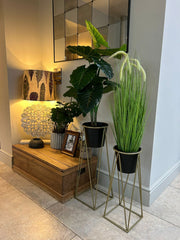 Black Plant Pot Stand Gold Frame Home Garden Decor Gift Set Of 2 Sizes Flower17