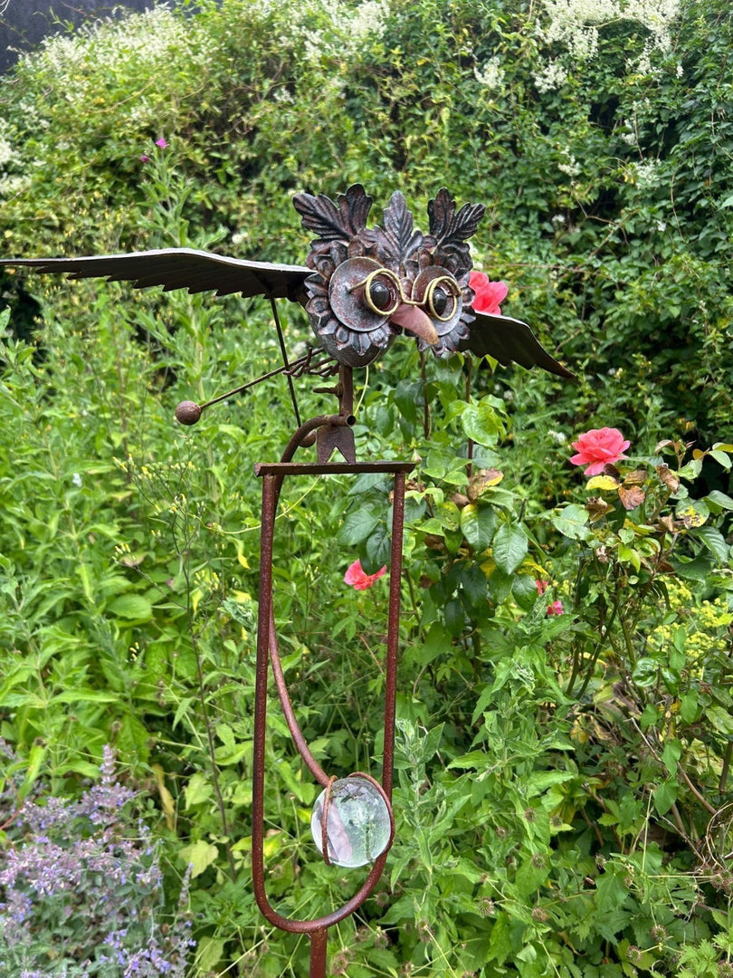 Flying Rocking Balancing Wise Owl Bird Rocker Garden Ornament Decoration Stake3