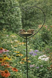 Antique Grey Heart Bird Bath Stake Feeder Garden Giftware Decor Decoration Gift4