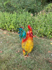 Rustic Metal Rooster Garden Ornament Bright Outdoor Yard Farmhouse Decor10