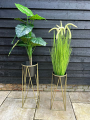 Black Plant Pot Stand Gold Frame Home Garden Decor Gift Set Of 2 Sizes Flower5